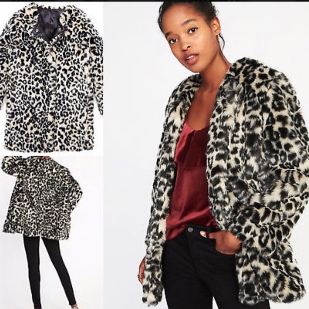 Old Navy Faux Fur Leopard Print Coat